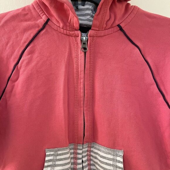 Hanna Andersson Pink Zip Hoodie Elbow Patches Piping Cotton Girls Size 110 US 5 - Picture 7 of 12
